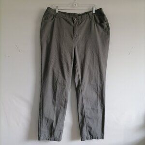 Woman Within Womens Gray High Rise Flat Front Straight Leg Ankle Pants Size 18W